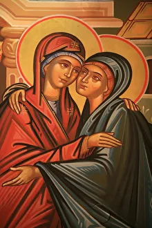 Greek Orthodox icon depicting the Visitation, Thessaloniki, Macedonia, Greece, Europe Greek Orthodox icon depicting the Visitation, Thessaloniki, Macedonia, Greece, Europe