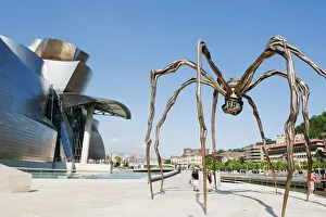 The Guggenheim, designed by architect Frank Gehry, and giant spider sculpture by Louise Bourgeois The Guggenheim, designed by architect Frank Gehry, and giant spider sculpture by Louise Bourgeois
