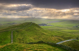 Hadrians Wall near Cawfields Quarry, UNESCO World Heritage Site, Northumberland Hadrians Wall near Cawfields Quarry, UNESCO World Heritage Site, Northumberland