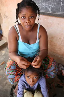 Hairdresser at home, Lome, Togo, West Africa, Africa Hairdresser at home, Lome, Togo, West Africa, Africa