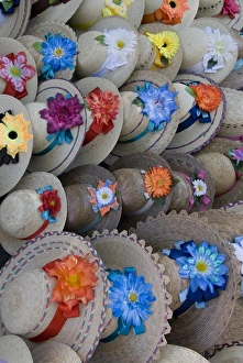 Handmade hats for sale, Plaza San Francisco, Patzcuaro, Michoacan, Mexico, North America Handmade hats for sale, Plaza San Francisco, Patzcuaro, Michoacan, Mexico, North America
