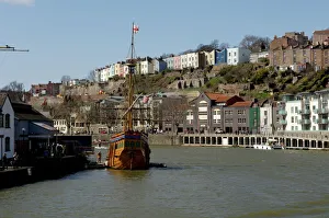 Harbour view to Hotwells with replica sailing ship The Matthew, Bristol Harbour view to Hotwells with replica sailing ship The Matthew, Bristol