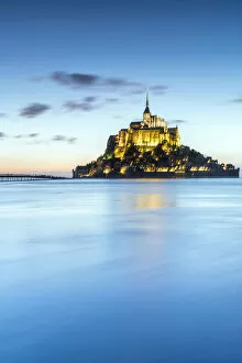 Father's Day: High tide at dusk, Mont-Saint-Michel, UNESCO World Heritage Site, Normandy, France