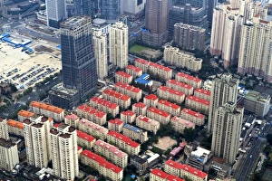 High Angle View Of Cities Prints: High view of urbanization development in Pudong, Shanghai, China, Asia