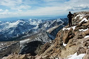 Images Dated 17th October 2010: Hiker on Longs Peak Trail, Rocky Mountain National Park, Colorado, United States of America