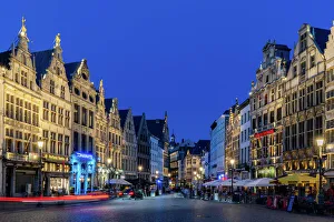 The historic centre of Antwerp during the evening blue hour, Antwerp, Belgium, Europe The historic centre of Antwerp during the evening blue hour, Antwerp, Belgium, Europe