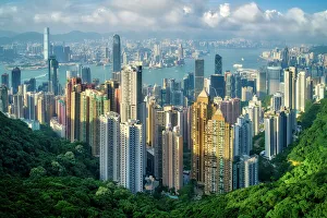 Hong Kong on a summer afternoon seen from Victoria Peak, Hong Kong, China, Asia Hong Kong on a summer afternoon seen from Victoria Peak, Hong Kong, China, Asia