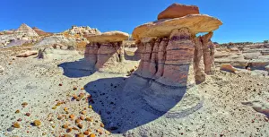 Unique Rock Formations USA Prints: Three hoodoos in a triangular formation in Devils Playground called the Unholy Trinity