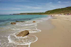 The huge beach at Whitesand Bay, at Sennen Cove, with Cape Cornwall in the distance The huge beach at Whitesand Bay, at Sennen Cove, with Cape Cornwall in the distance