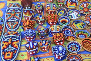 Huichol handicrafts in the market, Patzcuaro, Michoacan state, Mexico, North America Huichol handicrafts in the market, Patzcuaro, Michoacan state, Mexico, North America