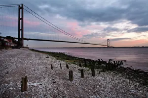 The Humber Bridge at dusk, East Riding of Yorkshire, Yorkshire, England, United Kingdom, Europe The Humber Bridge at dusk, East Riding of Yorkshire, Yorkshire, England, United Kingdom, Europe