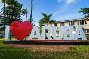 I love aruba sign in downtown Oranjestad, capital of Aruba, ABC Islands, Netherlands Antilles, Caribbean I love aruba sign in downtown Oranjestad, capital of Aruba, ABC Islands, Netherlands Antilles, Caribbean