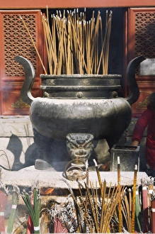 Incense burning at Taoist Donyue temple, Chaoyang district, Beijing, China, Asia Incense burning at Taoist Donyue temple, Chaoyang district, Beijing, China, Asia
