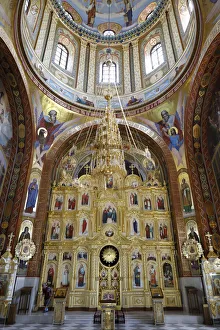 Eastern European Monasteries Prints: Inside one of the churches, Curchi Monastery, Curchi, Moldova, Europe