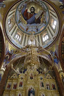 Print of a Curchi Monastery church interior