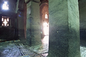 Interior of Christian church of Bieta Medani Alem (Bieta Medhane Alem), Lalibela, UNESCO World Heritage Site, Wollo region, Ethiopia Interior of Christian church of Bieta Medani Alem (Bieta Medhane Alem), Lalibela, UNESCO World Heritage Site, Wollo region, Ethiopia