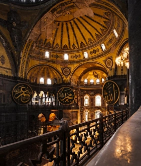 World Heritage Site Turkey Prints: Interior of Hagia Sofia (Aya Sofya), UNESCO World Heritage Site, Sultanahmet, Istanbul