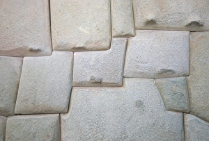 South American Archaeology Prints: Interlocking Inca stonework in granite