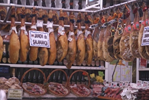 Prints of Jamon Shop, Barcelona, Catalonia, Spain, Europe Barcelona Prints: Jamon Shop Print, Barcelona Street Scene