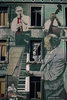 Prints of Jazz mural on building at Broadway and Columbus, San Francisco, California, United States of America, North America Country Prints: Jazz Mural Print at Broadway and Columbus, San Francisco