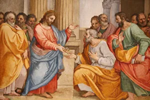 Jesus and St. Peter, Santa Maria in Traspontina church, Rome, Lazio, Italy, Europe Jesus and St. Peter, Santa Maria in Traspontina church, Rome, Lazio, Italy, Europe