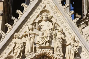 Reims Cathedral Prints: The Last Judgment, west front of Reims Cathedral, UNESCO World Heritage Site, Reims