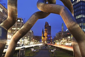 Kaiser Wilhelm memorial church and sculpture at Kurfurstendamm, Berlin, Germany, Europe Kaiser Wilhelm memorial church and sculpture at Kurfurstendamm, Berlin, Germany, Europe