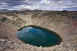 Kerid explosion crater with lake of green water, near Reykjavik, Iceland, Polar Regions Kerid explosion crater with lake of green water, near Reykjavik, Iceland, Polar Regions