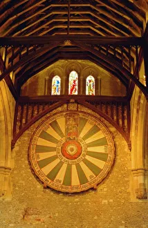 King Arthurs Round Table hanging in the Great Hall, Winchester, England King Arthurs Round Table hanging in the Great Hall, Winchester, England