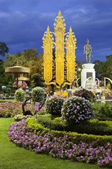 King Mengrai Monument at night, Chiang Rai, Northern Thailand, Thailand, Southeast Asia, Asia King Mengrai Monument at night, Chiang Rai, Northern Thailand, Thailand, Southeast Asia, Asia