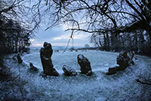 The Kings Men in snow, The Rollright Stones, near Chipping Norton, Cotswolds, Oxfordshire The Kings Men in snow, The Rollright Stones, near Chipping Norton, Cotswolds, Oxfordshire