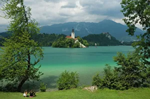 Prints of Lake Bled, Slovenia, Europe Slovenia Prints: Lake Bled Print: Slovenia's Serene Alpine Gem