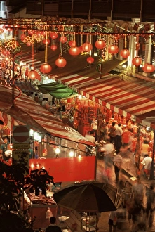 Contemporary Cityscape View Prints: Lanterns and stalls