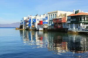 Images Dated 29th October 2013: Little Venice reflections, Mykonos Town (Chora), Mykonos, Cyclades, Greek Islands, Greece, Europe