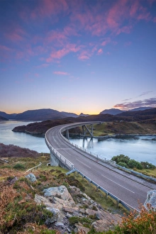 Loch a Chairn Bhain, Kylesku, Kylesku Bridge, landmark on the North Coast 500 Tourist Route Loch a Chairn Bhain, Kylesku, Kylesku Bridge, landmark on the North Coast 500 Tourist Route
