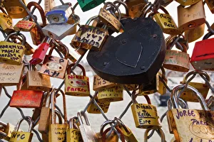 Love locks on the Pont des Arts in Paris, France, Europe Love locks on the Pont des Arts in Paris, France, Europe
