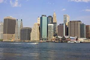 Lower Manhattan skyline and South Street Seaport across the East River Lower Manhattan skyline and South Street Seaport across the East River