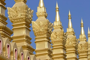Laos Travel Destinations Prints: Detail of That Luang temple