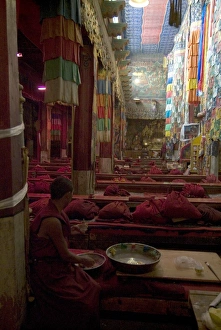 Tibetan Monastery Architecture Prints: Main prayer hall, Samye Monastery, Tibet, China, Asia
