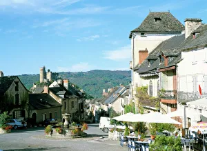 Main street and castle of Najac in the valley of the River Aveyron, Najac Main street and castle of Najac in the valley of the River Aveyron, Najac