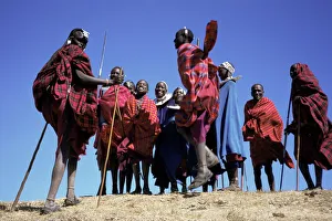 Masai warriors performing jumping dance, Serengeti Park, Tanzania, East Africa, Africa Masai warriors performing jumping dance, Serengeti Park, Tanzania, East Africa, Africa