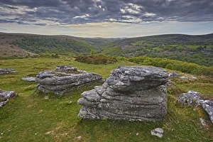 Dartmoor Scenery Prints: A massive granite boulder on Bench Tor, one of the classic features of Dartmoor National