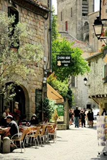 Medieval street in walled and turreted fortress of La Cite, Carcassonne Medieval street in walled and turreted fortress of La Cite, Carcassonne