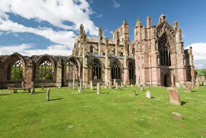 Prints of Melrose Abbey, Melrose, Borders, Scotland, United Kingdom, Europe Map Prints: Melrose Abbey Print