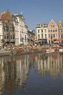 Merchants premises by the river, Ghent, Belgium, Europe Merchants premises by the river, Ghent, Belgium, Europe