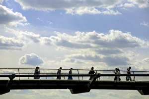 London Cityscape Views Prints: The Millennium Bridge across the River Thames, London, England, United Kingdom, Europe