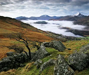 Mist over Llyn Gwynant and Snowdonia Mountains, Snowdonia National Park Mist over Llyn Gwynant and Snowdonia Mountains, Snowdonia National Park