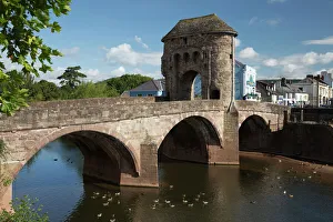 Historic Bridges UK Prints: Monnow Bridge and Gate over the River Monnow