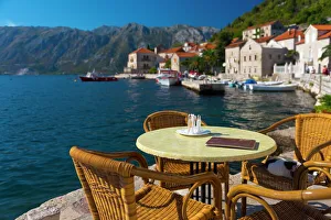 Montenegro, Bay of Kotor, Perast, Waterside Cafe Montenegro, Bay of Kotor, Perast, Waterside Cafe