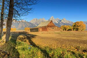 Mormon Row barn on a clear Autumn (Fall) morning, Antelope Flats Mormon Row barn on a clear Autumn (Fall) morning, Antelope Flats